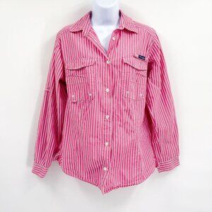 2/$30 Columbia PFG Women’s Super Bonehead Long Sleeve Shirt Top Stripes Pink